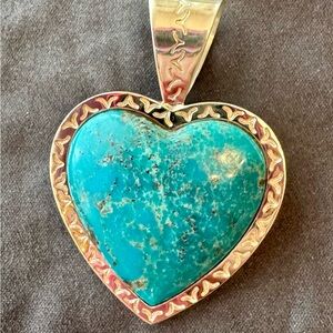 Mine Finds by Jay King Kingman High Quality Turquoise Heart, Large Pendant DTR